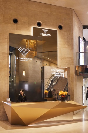 A welcome desk at the Carrousel du Louvre shopping centre. 
