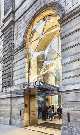 The Crystal façade at the main entrance to the Carrousel du Louvre shopping centre
