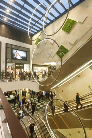 Escalors and interiour design at Palais Vest shopping centre